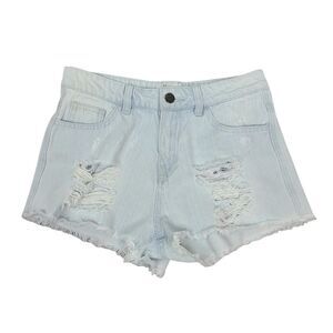 Harlow Light Wash High Rise Distressed Denim Jean Shorts Size 25